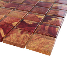 TSLG-03 2x2 Maple red glass mosaic tile backsplash for kitchen and bath