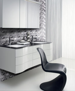 Random Grid Stainless Steel and Glass Mosaic Tile Kitchen and Bath Backsplash Wall Tile