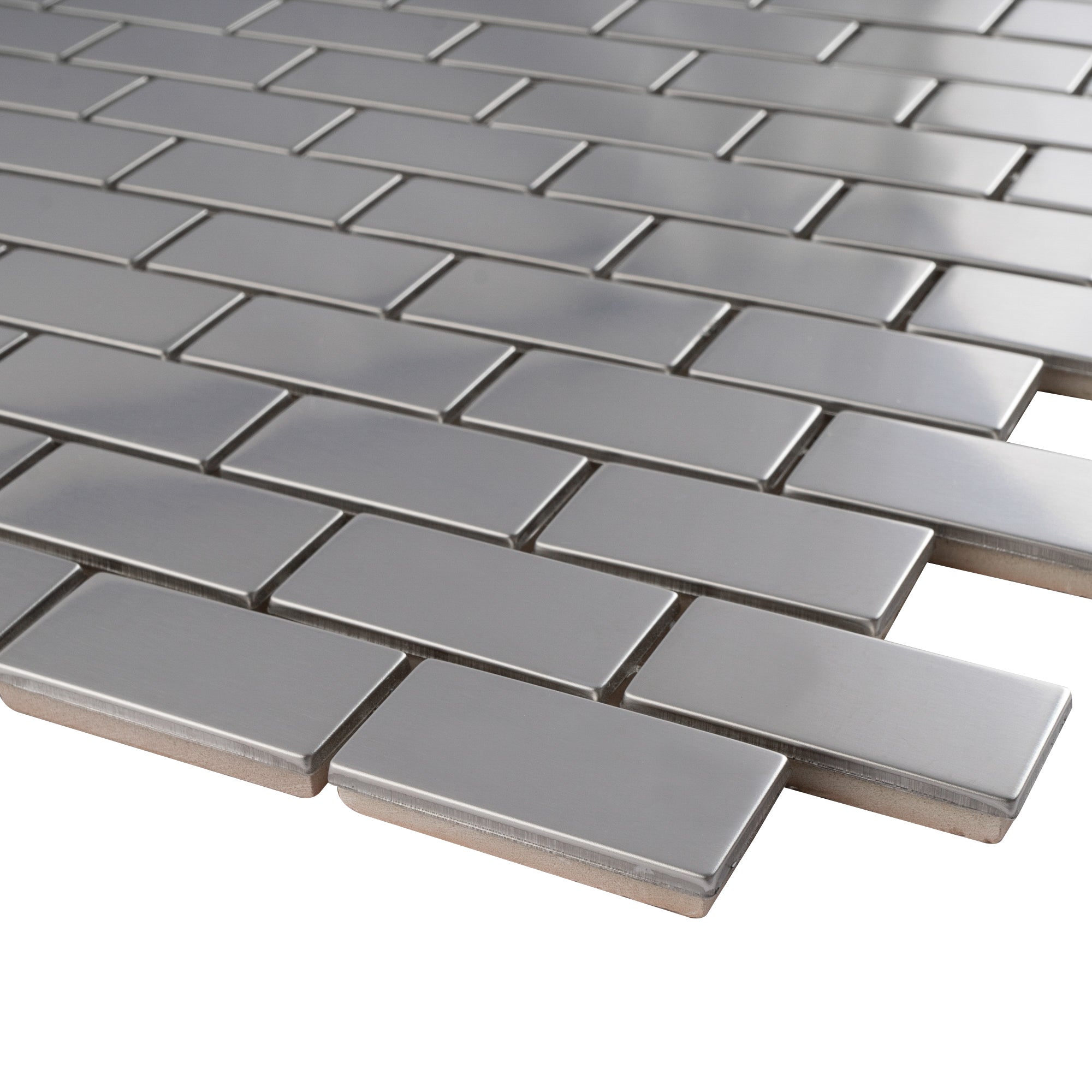 Tile Generation TDSG-09 1x2 Brick Stainless Steel Mosaic Tile - Kitchen and Bath ...