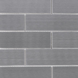 TSSLG-02  2" x 6" Stainless Steel Brick Subway Metal Mosaic Tile Backsplash in Silver