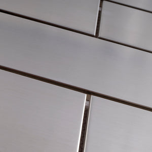 TSSLG-02  2" x 6" Stainless Steel Brick Subway Metal Mosaic Tile Backsplash in Silver