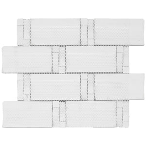 TBAMG-02 White and Black 3D Over Size Glass Mosaic Tile