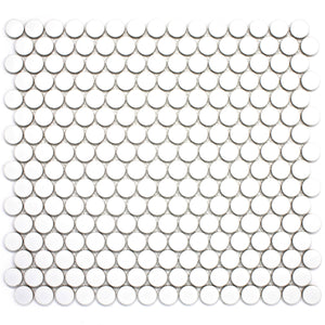 TPMG-01 3/4" White Penny Round Porcelain Mosaic Tile (Matt)