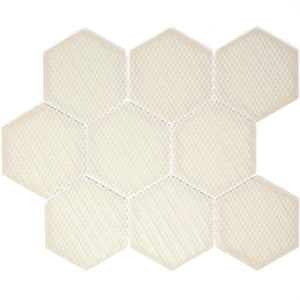 TPMG-03 White Large Hexagon Porcelain Mosaic Tile (Matt)