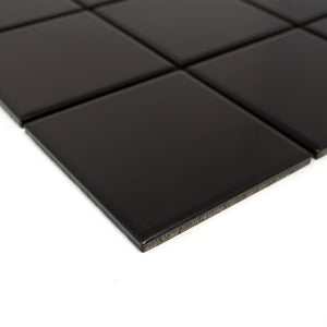 TPMG-14 4x4 Square Black Porcelain Mosaic Tile (matt)