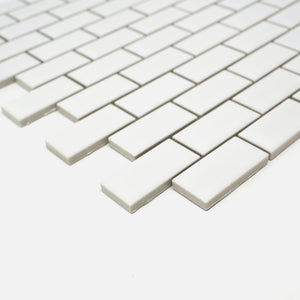 TPMG-15 White 1x2 Brick Porcelain Mosaic Tile (matt)