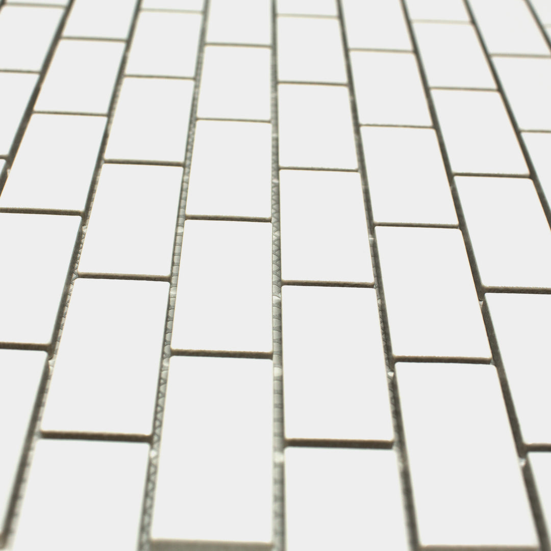 Tile Generation TPMG-15 White 1x2 Brick Porcelain Tile - White Porcelain Mosaic Tile ...