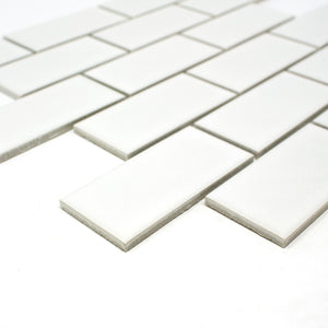 TPMG-16 White 2x4 Brick Porcelain Mosaic Tile (Matt)