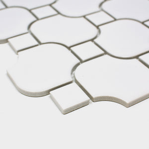 TPMG-17 White Pinwheel Porcelain Mosaic Tile (matt)