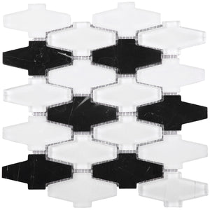 TCDNG-03 Irregular Shape Glass and Stone Mosaic Tile in Black/White