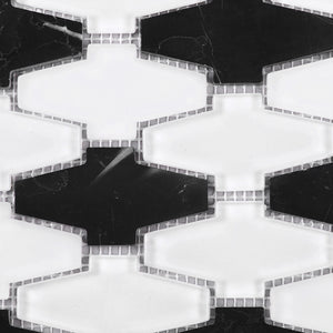 TCDNG-03 Irregular Shape Glass and Stone Mosaic Tile in Black/White