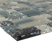 TCESG-04  Random Square Crackled Glass Mosaic Tile in Blue/Black