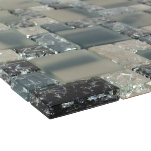 TCESG-04  Random Square Crackled Glass Mosaic Tile in Blue/Black