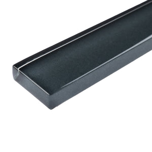 THCG-10 Dark grey glass pencil liner trim wall tile 1"x12", 1/2"x12"