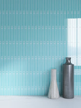 TCLING-10 Light Blue Glass Pencil Liner Trim Wall Tile Border 1"x12", 1/2"x12"