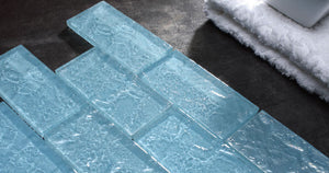 THEG-18 Blue 2x4 Subway Tile Glass Mosaic Backsplash Wall Tile