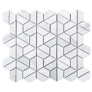 TTHUNG-01 White Hexagon Triangle shape Wheel Spin Marble Mosaic Tile