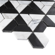 TTHUNG-03 Black Marquina and White Carrara Hexagon Triangle shape Wheel Spin Marble Mosaic Tile