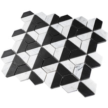 TTHUNG-03 Black Marquina and White Carrara Hexagon Triangle shape Wheel Spin Marble Mosaic Tile