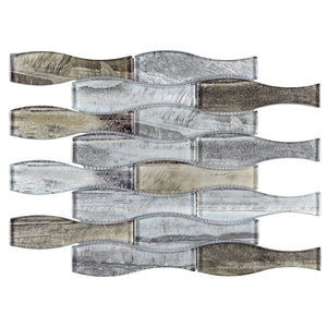 TTRKG-04 Brown and Silver Grey Vase Shape Glass Mosaic Tile Sheet