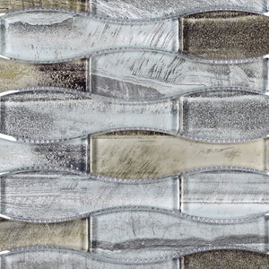 TTRKG-04 Brown and Silver Grey Vase Shape Glass Mosaic Tile Sheet