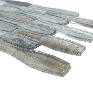 TTRKG-04 Brown and Silver Grey Vase Shape Glass Mosaic Tile Sheet