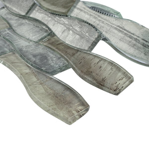 TTRKG-04 Brown and Silver Grey Vase Shape Glass Mosaic Tile Sheet