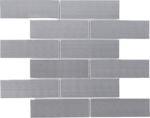 TSSLG-02  2" x 6" Stainless Steel Brick Subway Metal Mosaic Tile Backsplash in Silver