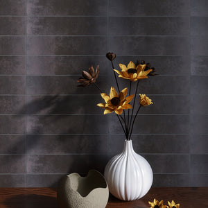TULE-NIS LE LEGHE - Niello - Black Subway Tile 3 in. x 12 in Porcelain wall and Floor Tile