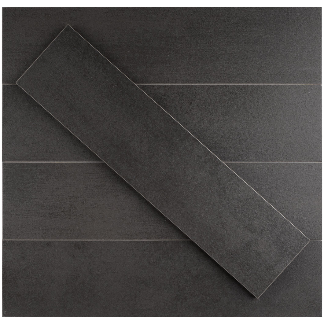 TULE-NIS LE LEGHE - Niello - Black Subway Tile 3 in. x 12 in Porcelain wall and Floor Tile