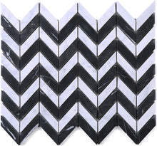 TWHCAG-05 Random Sized Marble Mosaic Tile In Black and White