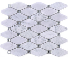 TWHCAG-07 White Carrara with Diamond Stone Mosaic Tile Kitchen and Bath Backsplash Tile
