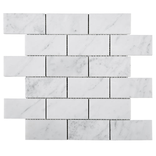 TWHCAG-01 2x4 White Carrara Marble Mosaic Tile Backsplash