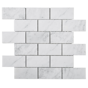 TWHCAG-01 2x4 White Carrara Marble Mosaic Tile Backsplash