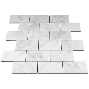 TWHCAG-01 2x4 White Carrara Marble Mosaic Tile Backsplash