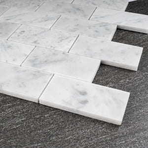 TWHCAG-01 2x4 White Carrara Marble Mosaic Tile Backsplash