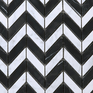 TWHCAG-05 Random Sized Marble Mosaic Tile In Black and White