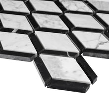 TWHCAG-06 Double Diamond Marble Mosaic Tile In Black and White