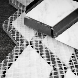 TWHCAG-06 Double Diamond Marble Mosaic Tile In Black and White