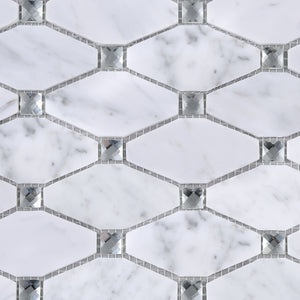 TWHCAG-07 White Carrara with Diamond Stone Mosaic Tile Kitchen and Bath Backsplash Tile