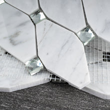 TWHCAG-07 White Carrara with Diamond Stone Mosaic Tile Kitchen and Bath Backsplash Tile