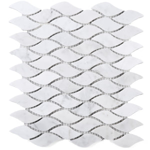 TWHCAG-08 Leaf Pattern White Carrara Marble Mosaic Tile