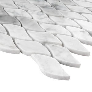 TWHCAG-08 Leaf Pattern White Carrara Marble Mosaic Tile