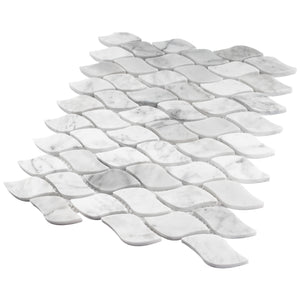 TWHCAG-08 Leaf Pattern White Carrara Marble Mosaic Tile