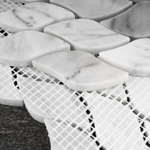 TWHCAG-08 Leaf Pattern White Carrara Marble Mosaic Tile