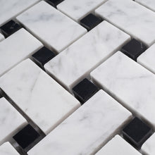 TWHCAG-09 Basket Weave Marble Mosaic Tile In Black and White