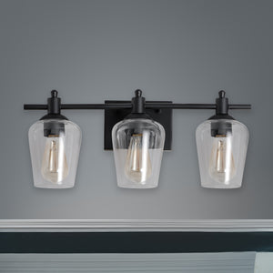 WL0001-3-01 3 Light Dimmable LED Vanity Light Modern Wall Sconces (Black)