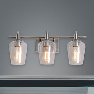 WL0001-3-02 3 Light Dimmable LED Vanity Light Modern Wall Sconces (Silver)