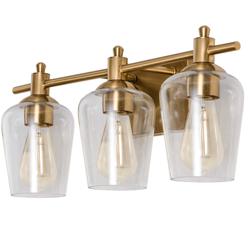 WL0001-3-03 3 Light Dimmable LED Vanity Light Modern Wall Sconces (Gold)