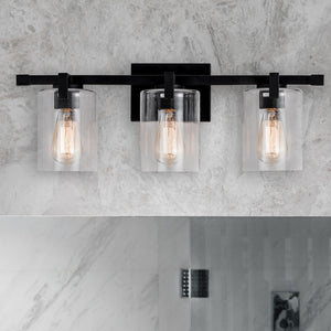 WL0002-3-01 3 Light Dimmable LED Vanity Light Modern Wall Sconces (Black)